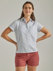 ATG By Wrangler Women's Breeze Stripe Shirt in Spring Water