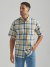 Wrangler Rugged Wear Short Sleeve Easy Care Plaid Button-Down Shirt in Khaki Blue