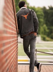 Men's Wrangler Collegiate Sherpa Lined Denim Western Jacket in University of Texas