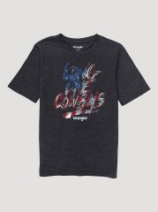 Boy's Long Live Cowboys USA T-Shirt in Charcoal Heather