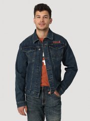 Men's Wrangler Retro Collegiate Embroidered Denim Jacket in University of Texas