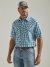 Men's Wrangler 20X Competition Advanced Comfort Short Sleeve Western Snap Two Pocket Plaid Shirt in Pacific Check