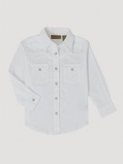 Girl’s Classic Long Sleeve Western Snap Shirt in White