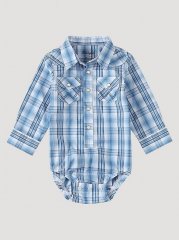 Baby Boy's Long Sleeve Western Snap Bodysuit in Dusk Blue