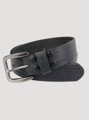 Men's Pebble Grain Leather Belt in Black