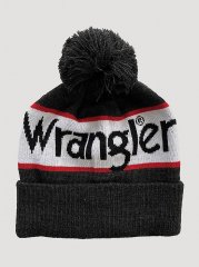 Wrangler Logo Pom Beanie in Black