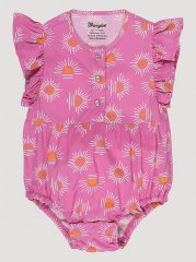 Baby Girl's Sunflower Ruffle Sleeve Bodysuit in Pink