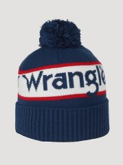 Wrangler Logo Pom Beanie in Royal Blue