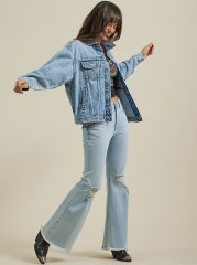 Women's Fierce Flare Destructed Jean in Icy Shade