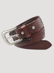 Men's Basket Weave Conchos Belt in Brown