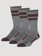 Men's Wool Stripe Work Socks (3-pack) in Burgundy