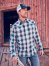 Men's Wrangler Retro Long Sleeve Western Snap Plaid Overprint Shirt in Blue Geo Overprint