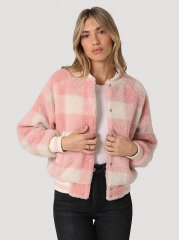 Women's Sherpa Bomber Jacket in Silver Pink