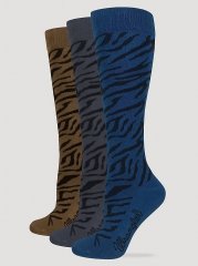 Women's Zebra Knee High Socks (3-Pack) in Assorted