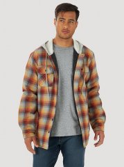 Men's Wrangler Authentics Quilted Flannel Shirt in Red/Yellow