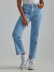 Women's Rodeo Straight Stripe Crop in Stone Stripe