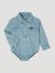 Baby Boy Long Sleeve Denim Bodysuit with Western Snap Placket in Faded Blue