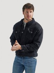 Men's Wrangler Sherpa Lined Denim Jacket in Black