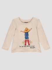 Baby Girl's Long Sleeve Boots to Fill Graphic Tee in Oatmeal Heather