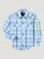 Boy's Wrangler Logo Long Sleeve Western Snap Shirt in Bold Plaid