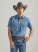 Wrangler x Yellowstone Men's Short Sleeve Chambray Work Shirt in Stonewash Indigo