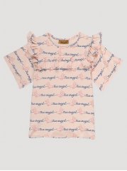 Girl's Short Sleeve Ruffle Yoke Top in Pink