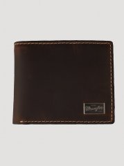 Men's Wrangler Metal Patch Bi-fold Wallet in Cognac