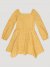 Girl's Square Neck Boot Print Peasant Dress in Yellow Sunshine