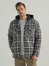 Wrangler RIGGS Workwear Long Sleeve Hooded Flannel Work Jacket in Grey Black