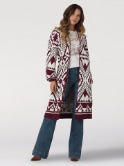 Women's Wrangler Balloon Sleeve Open Cardigan in Magenta