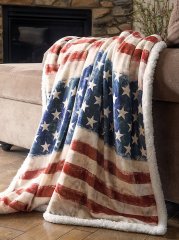 Wrangler Stars & Stripes American Flag Sherpa Fleece Throw Blanket in Multi