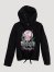 Girl's Graphic Cinched Hoodie Sweatshirt in Black