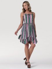 Women's Wrangler Handkerchief Hem Strappy Dress in Watermelon Green