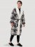 Flannel Cow Print Sherpa Lined Robe in Caviar