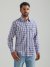 Men's Wrinkle Resist Long Sleeve Western Snap Plaid Shirt in Blue Orange