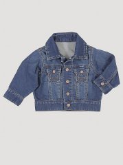 Baby Boy Long Sleeve Classic Denim Jacket in Dark Blue