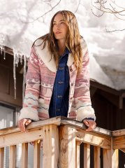 Women's Wrangler Sherpa Shawl Collar Coat in Rosa Pink