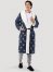 Flannel Steer Head Sherpa Lined Robe in Dark Sapphire