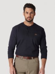 Wrangler RIGGS Workwear Long Sleeve Solid Henley in Navy