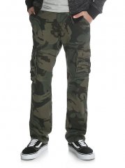 Boy's Slim Straight Stretch Cargo Pant (Husky) in Forest Green Camo