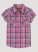 Girl's Short Sleeve Plaid Western Snap Shirt in Bubble Pink