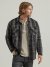 Men's Heavyweight Sherpa Lined Plaid Shirt Jacket in Raven Black