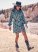 Women's Wrangler Retro Checotah Cord Western Shirt Dress in Blue Teal