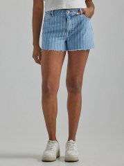 Women's Stripe High Rise Vintage Short in Stone Stripe