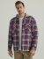 Wrangler RIGGS Workwear Long Sleeve Hooded Flannel Work Jacket in Navy Orange