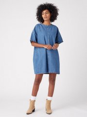 Women's Oversized Denim Tee Dress in Mid Indigo