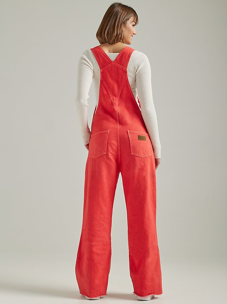 Women's Flare Red Overalls in Poppy Red