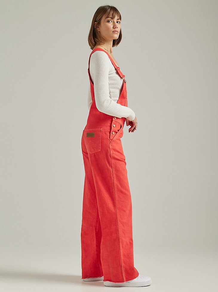 Women's Flare Red Overalls in Poppy Red
