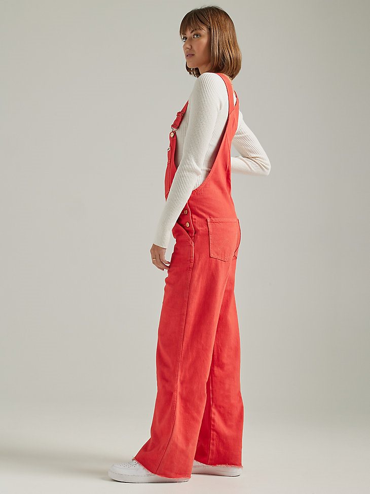 Women's Flare Red Overalls in Poppy Red