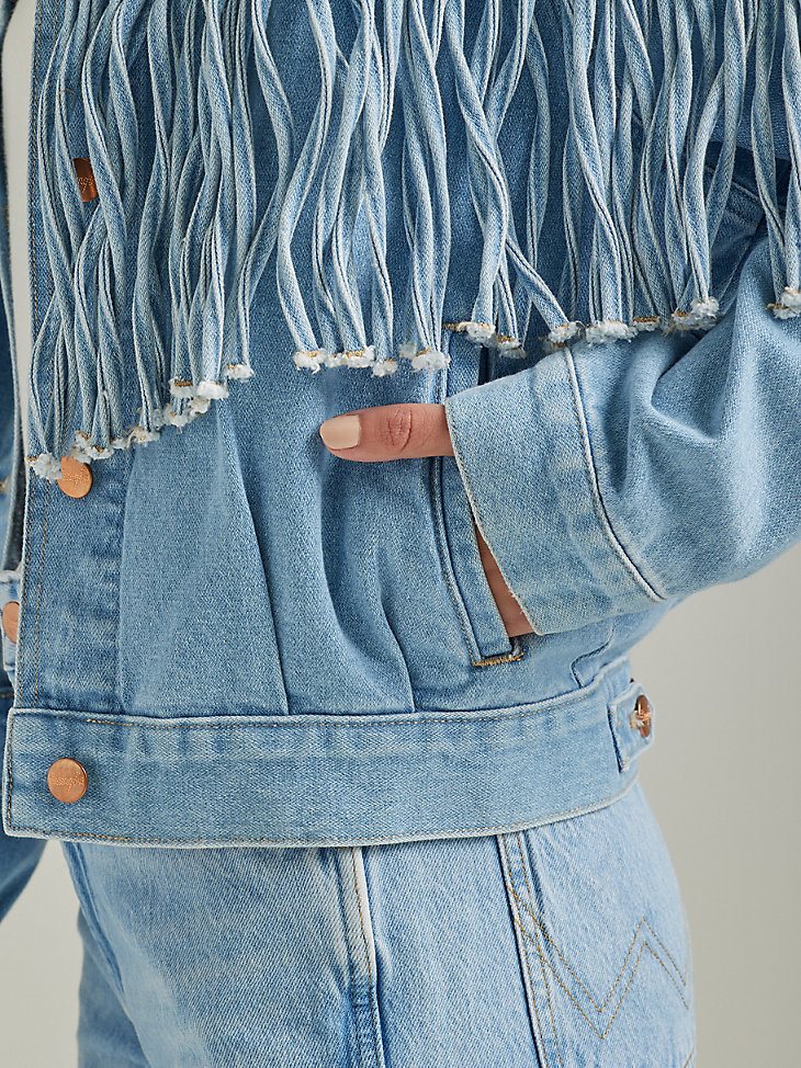 Women's Throwback Fringe Jacket in Cloud Nine